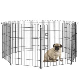30inch 8-Panel Octagon Pet Exercise Playpen Crate Foldable Dog Cage Pen Puppy Kennel, Black