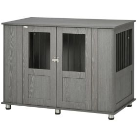 Dog Crate Furniture with Lockable Magnetic Door, Adjustable feet for Extra Large, Medium & Small Dogs, Indoor Use, Grey