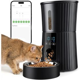 Intelligent feeder, equipped with WiFi application control function, a 4-liter capacity intelligent pet food dispenser specifically for cats and dog (Option: Black)